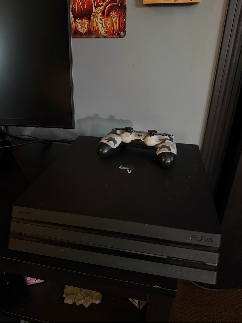 Sony PS4 Pro Black Console with White & Gray Camo Controller